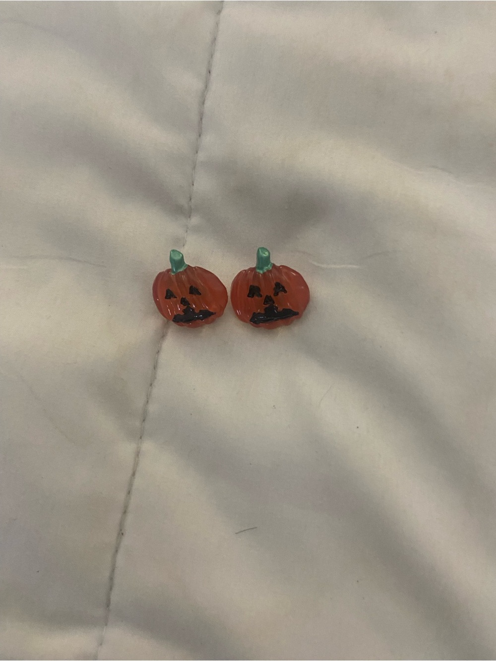 Kids Pumpkin Jack-O'-Lantern Stud Earrings - Orange